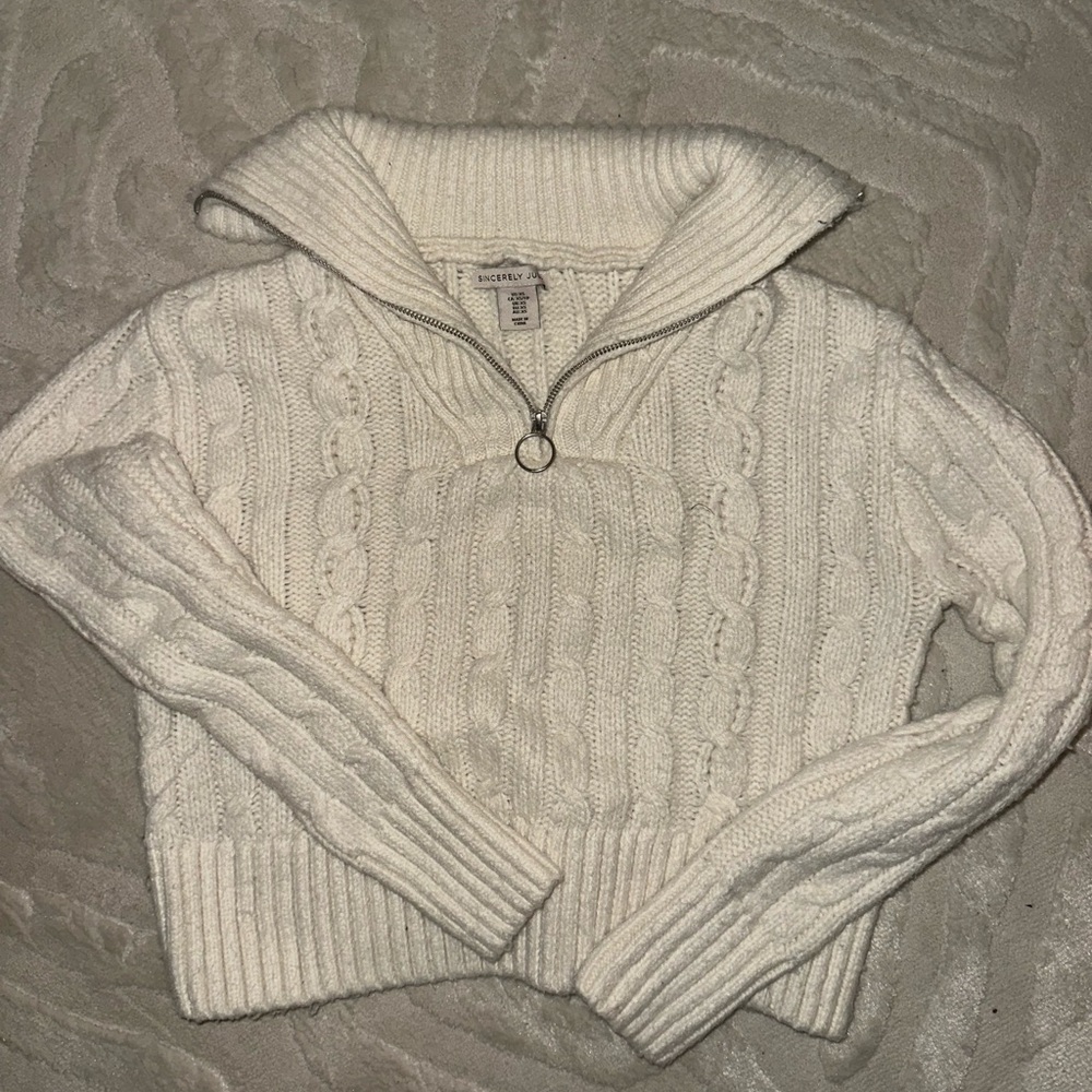 Half zip cream sweater